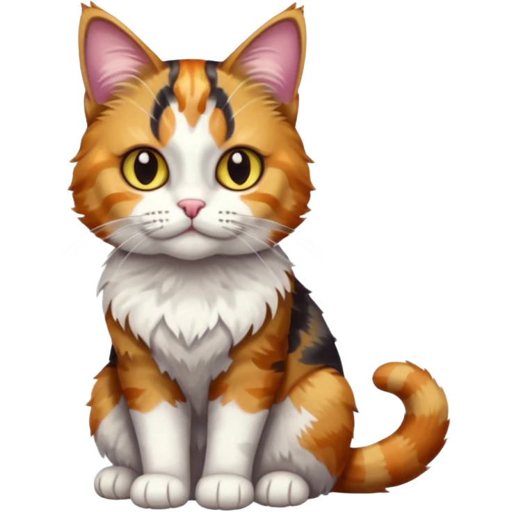 full body colourful light patched calico tabby cat with hazel eyes emoji