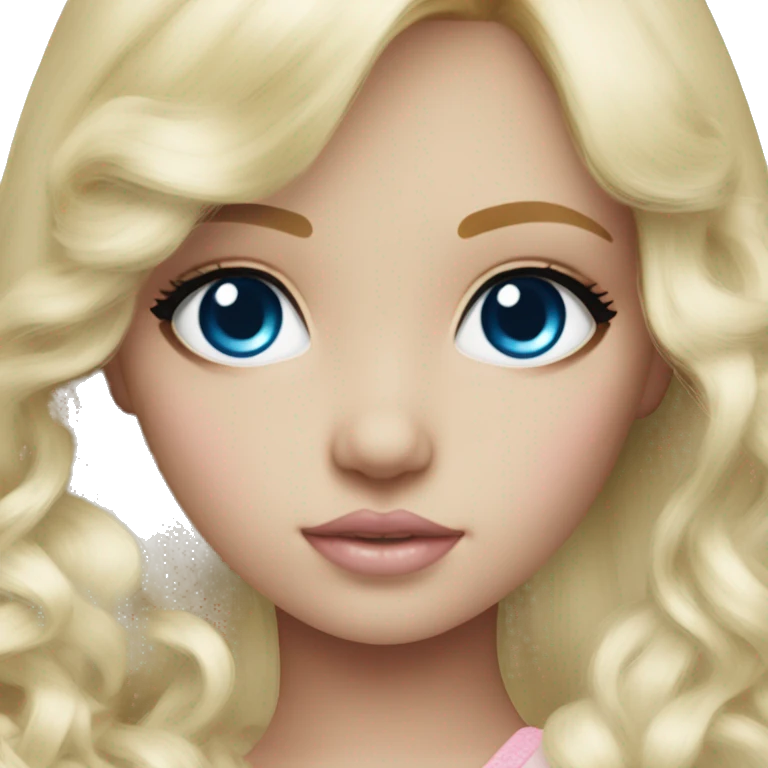 ocean blue doll eyes, blonde hair, feminine, pink, girl, angelic emoji