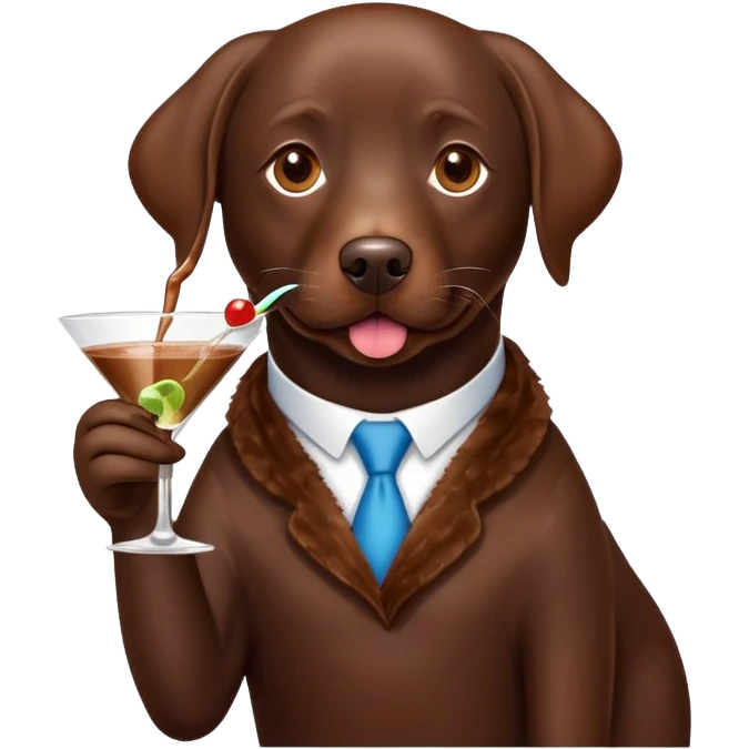 Chocolate lab dog drinking a martini emoji