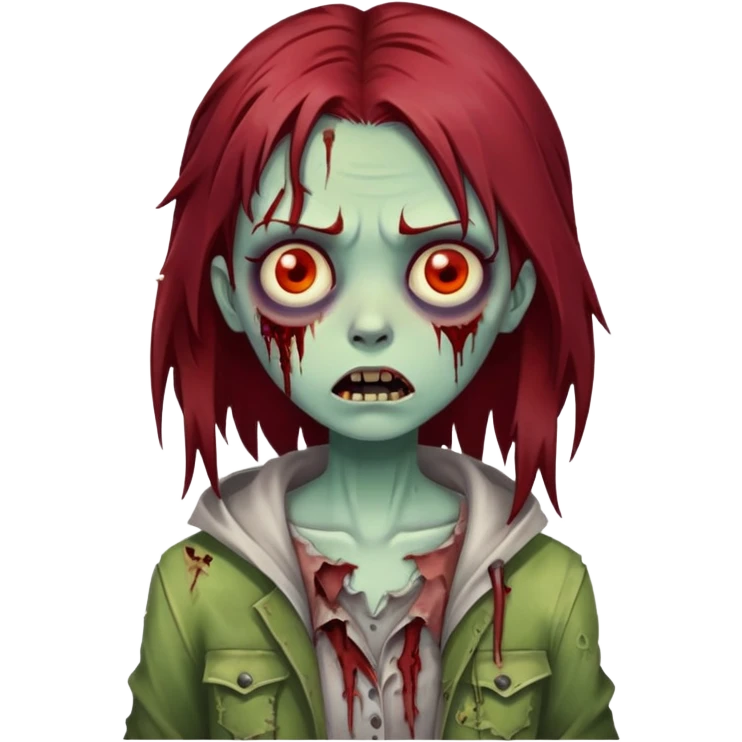 dark red haired zombie girl emoji