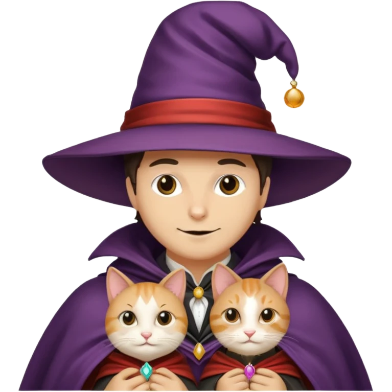 magician couple and their pet cat emoji