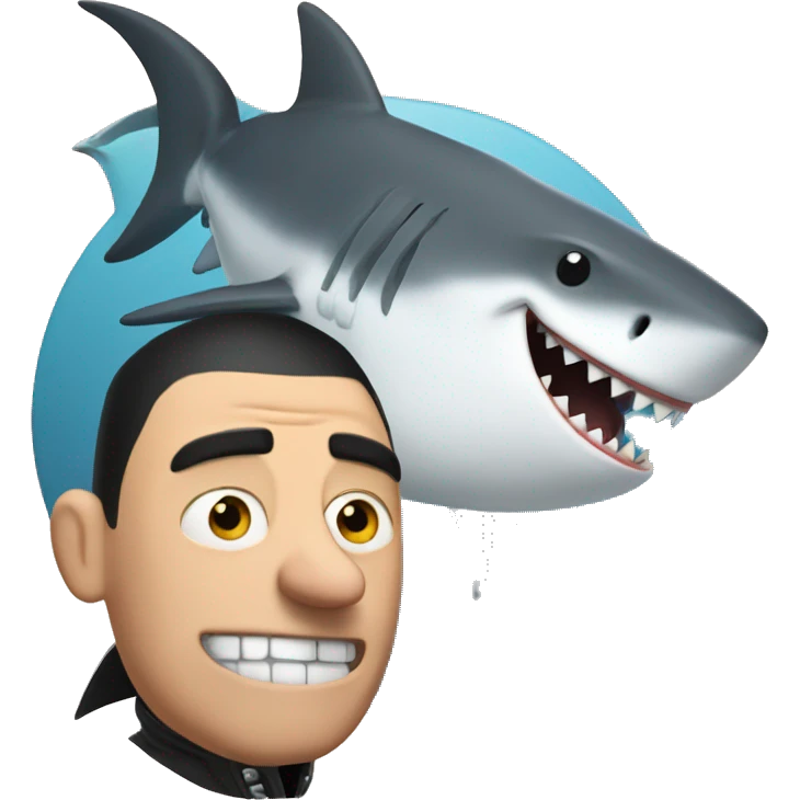 Gru with a shark emoji