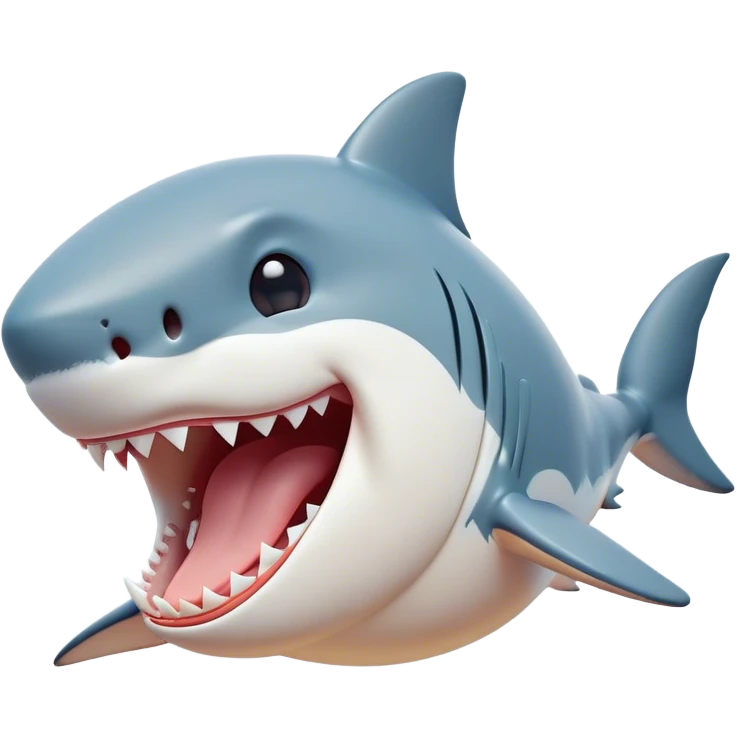 Cinematic Cute Yawning Great White Shark Portrait Emoji, Head tilted slightly with a dramatic, wide-open yawn, showcasing its robust, streamlined form with a slightly open mouth revealing powerful jaws and sleepy, half-closed eyes, Simplified yet irresistibly adorable features, highly detailed, glowing with a soft, cozy oceanic glow, high shine, relaxed yet expressive, stylized with a hint of whimsical aquatic ease, soft glowing outline, capturing the essence of a drowsy yet affectionate great white shark that appears ready to stretch and yawn its way out of the screen! emoji