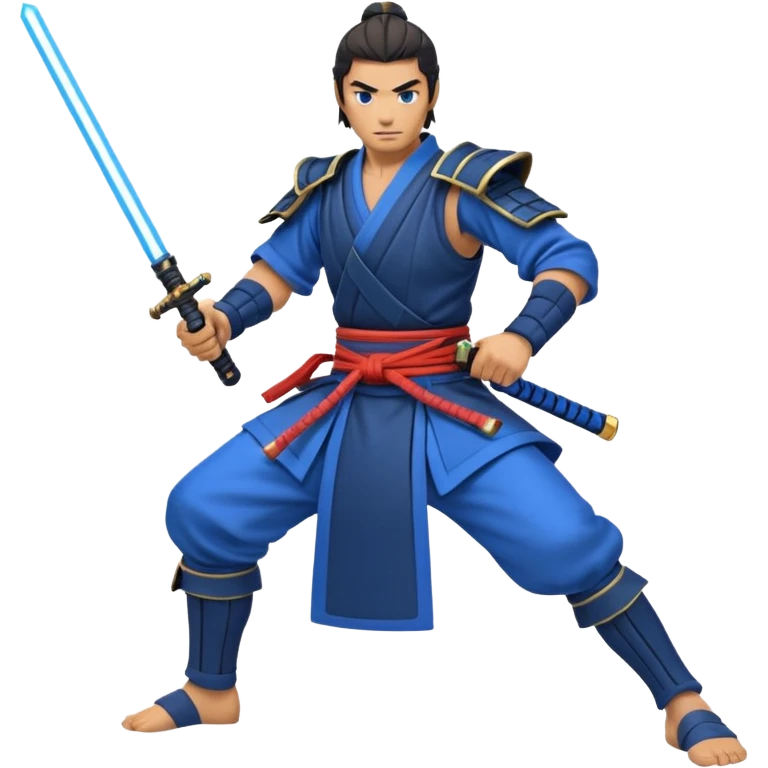 samurai with laser sword, blue emoji