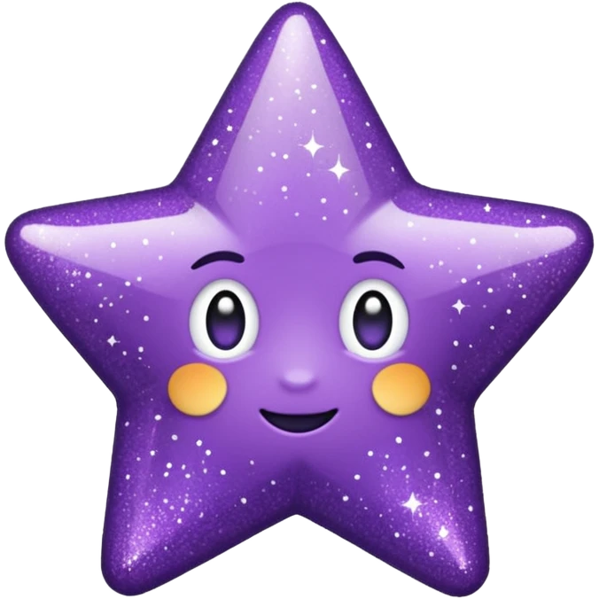 Estrela com 3 pontas roxa com glitter emoji