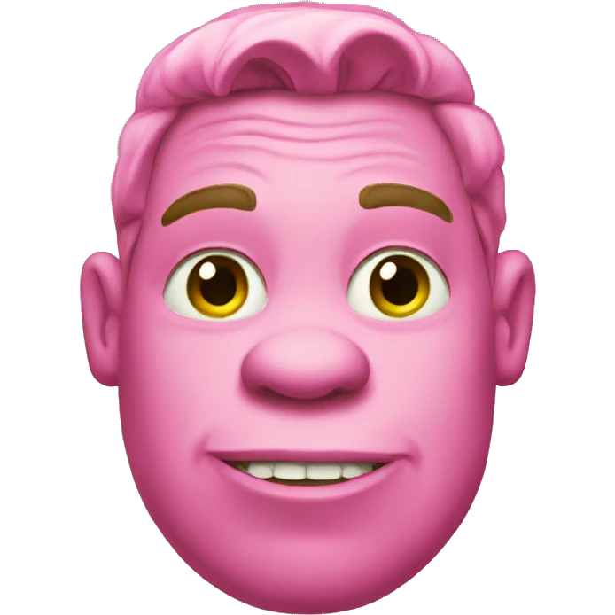 Shrek wearing pink emoji