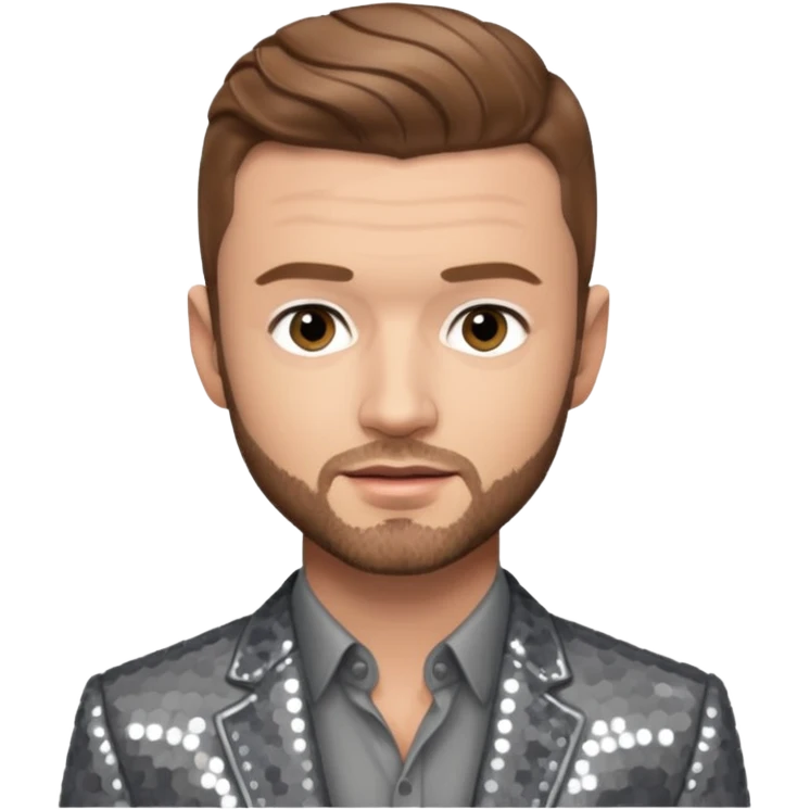 Justin Timberlake with light brown hair, grey sequin tour outfit  emoji