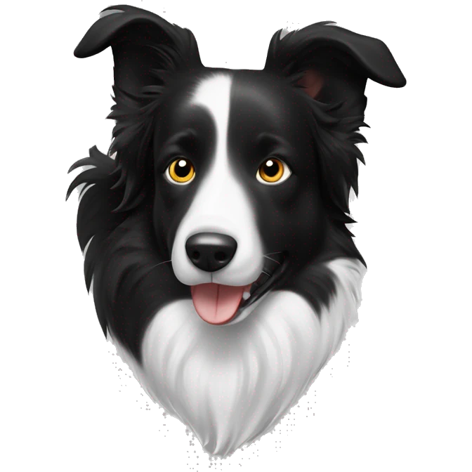 Black and white border collie erect ears emoji