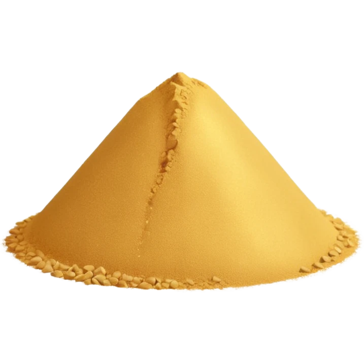 small mound or light scatter of fine golden-beige powder with slightly crystalline texture and dry matte finish, tiny uniform grains, neutral dissolvable ingredient, no spoon or packaging, soft lighting, subtle shadows, emoji scale emoji