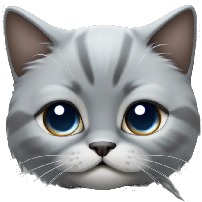 Un gato Scotish fold colorpoint con el lomo gris claro y la cara, las patas y la el rabo se van cambian gradualmente a un gris más oscuro. Ojos azules claro y cara simpática  emoji