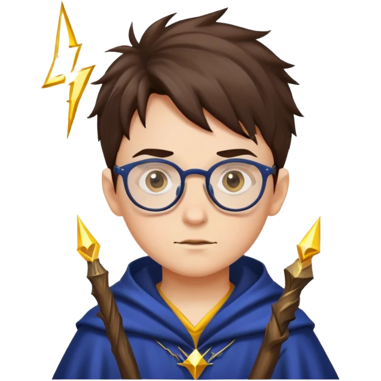 wizard boy with glasses and lightning scar emoji