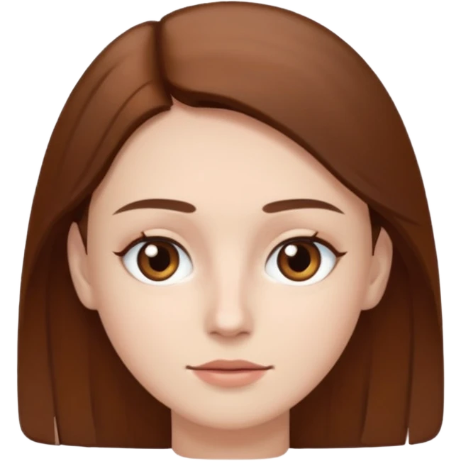white skin, brown hair, eyes, eyebrows and a thin square face emoji