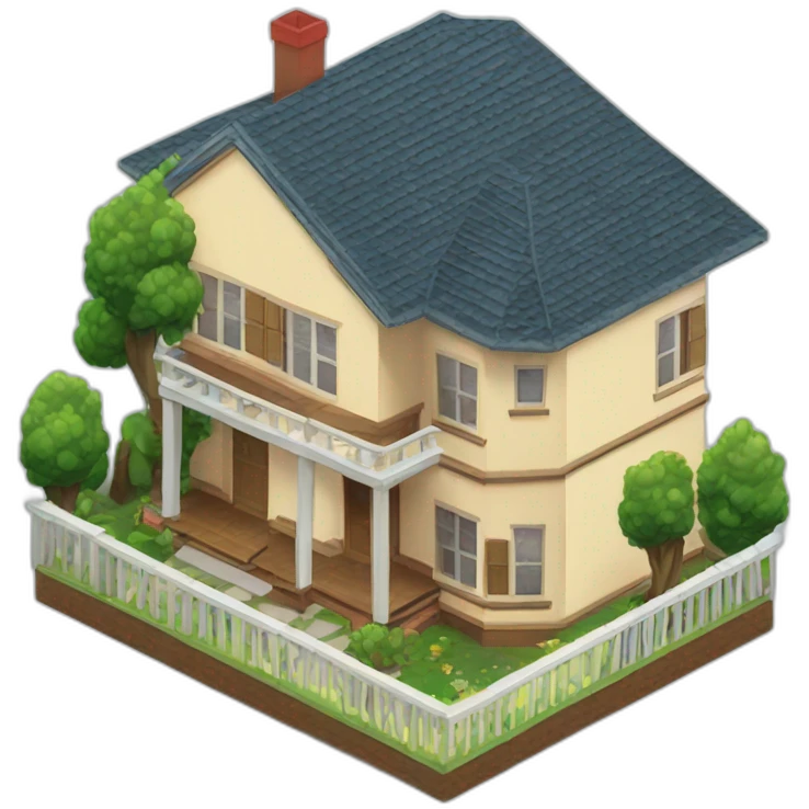 isometric house 1990s emoji