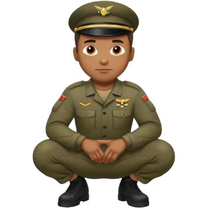 A black man squatting wearing army attire emoji