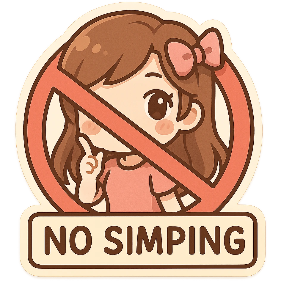 playful 'no simping' sign, cartoon style, clear and bold, suitable for Discord emoji emoji