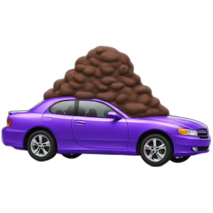 purple car with poop emoji