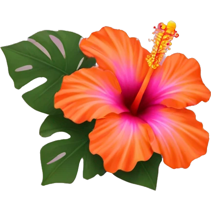 multicolored orange and pink hibiscus  emoji