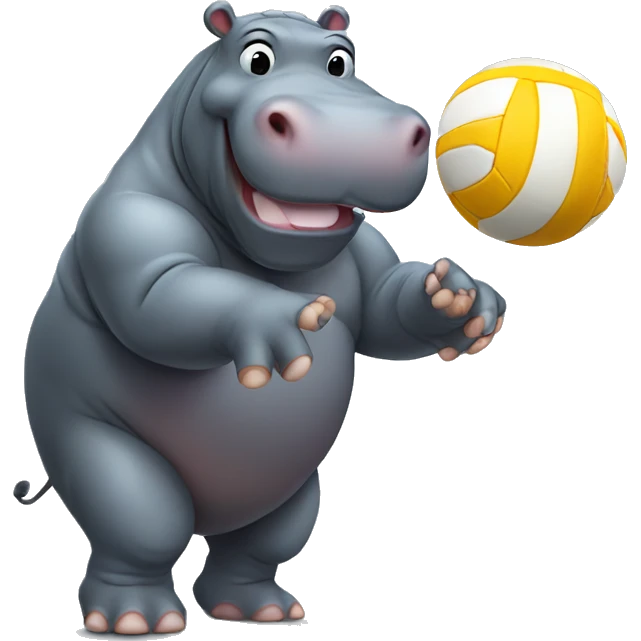 Hippo with volleyball  emoji
