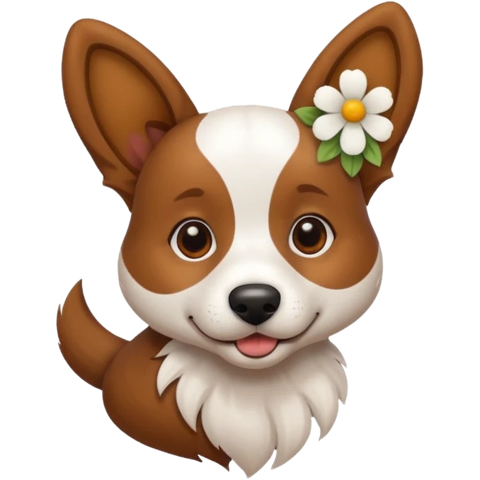 Dog with flower on ear emoji