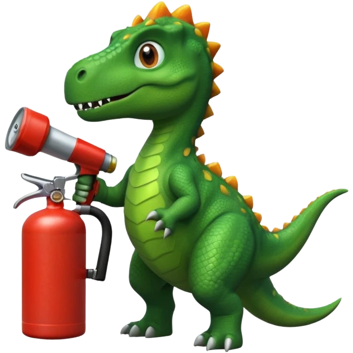 Dinosaur with a fire extintor emoji