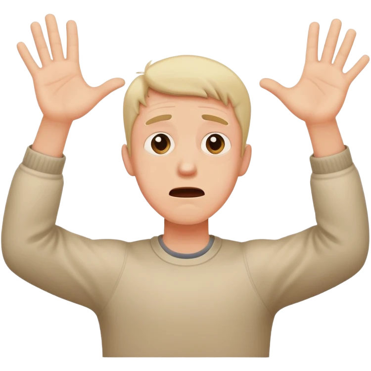 anxious man desperately begging with outstretched arms and pleading expression saying please don't leave me emoji