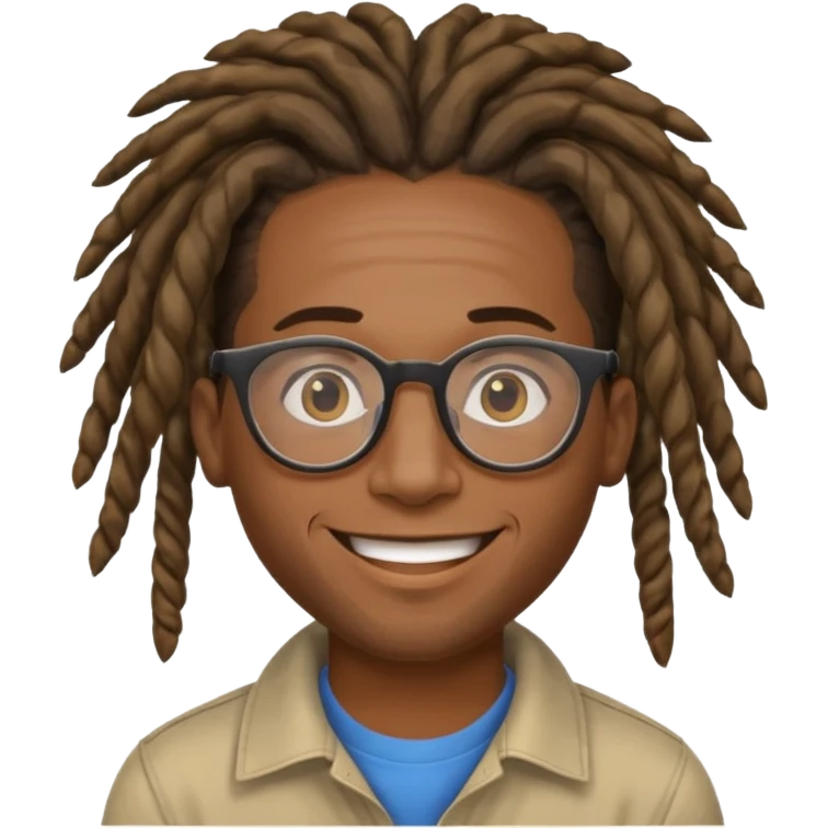a black african guy with dreadlocks, wearing glasses and aura farming emoji emoji