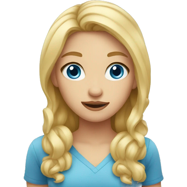 Girl with blonde hair and blue eyes shrugging emoji