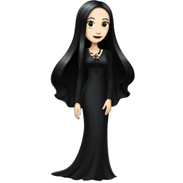 teen Morticia Addams,cute,showing off, show full body, accessories, dress  emoji