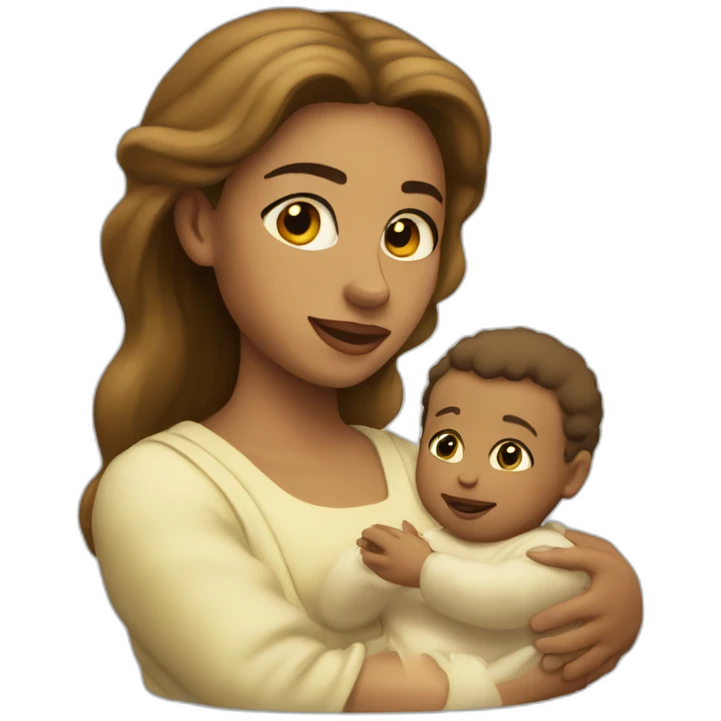 Light skin Mary with light skin baby Jesus emoji