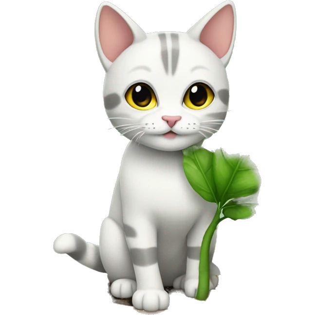 gato con planta en la caveza  emoji