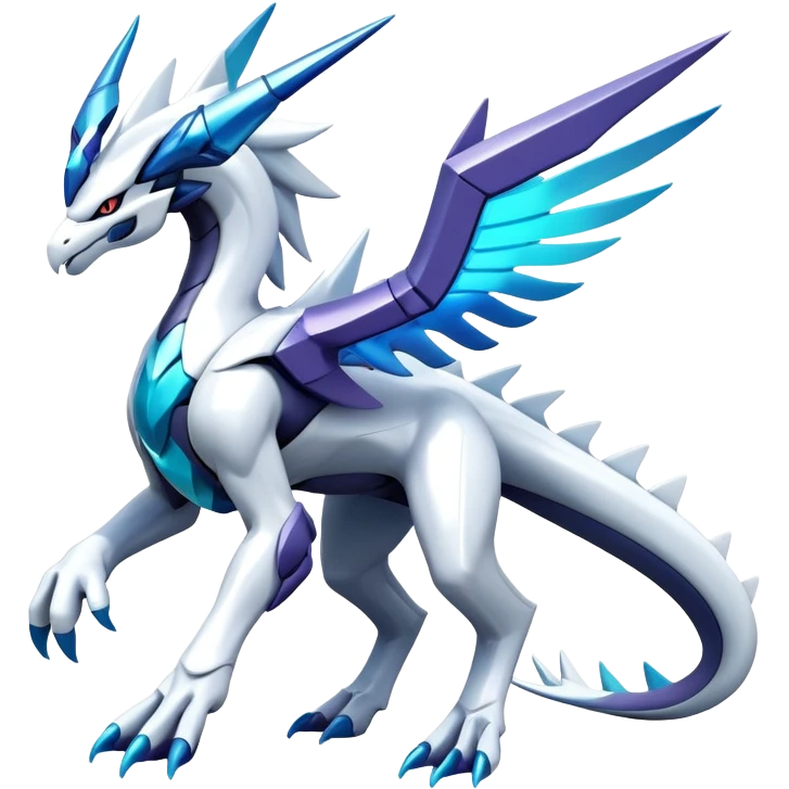 Futuristic Modern Shiny Cyber-Suicune-Dialga-Reshiram-Creature, (full body) emoji