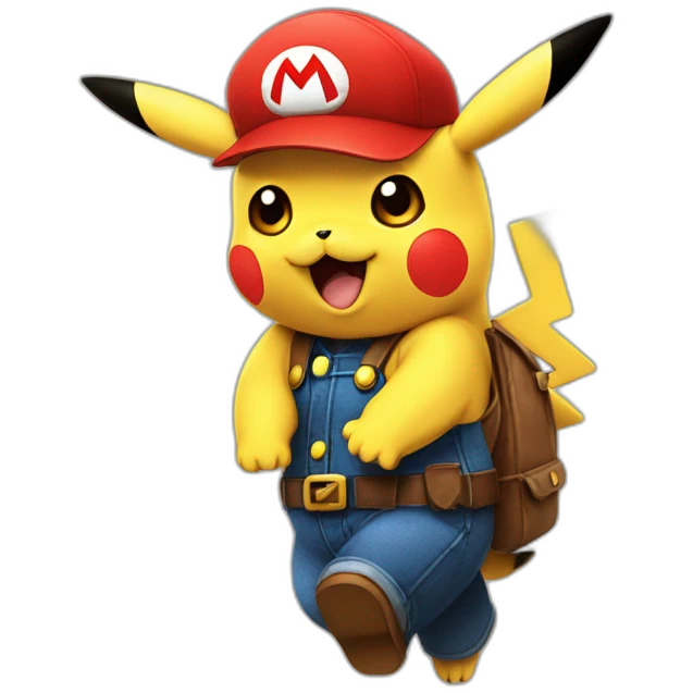 Pikachu and Mario behaind it emoji