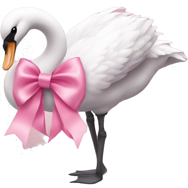 Pink swan with bow on neck emoji