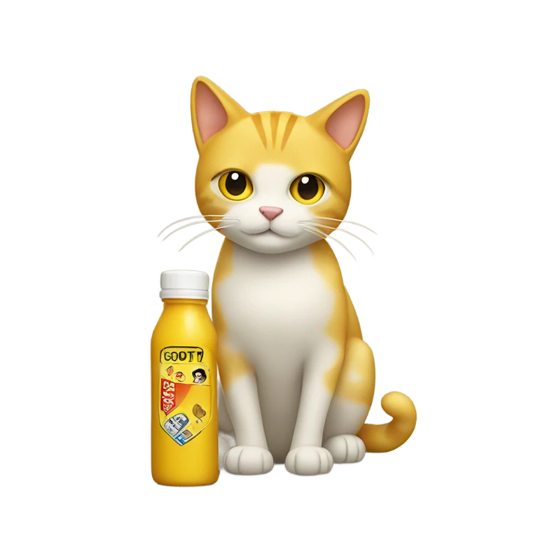Yellow cat with mustard bottle emoji