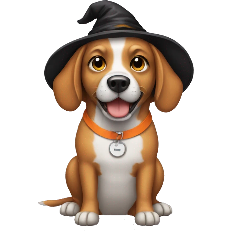 Dog wearing a Halloween costume emoji