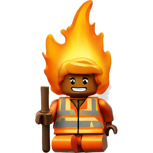 the flame icon with Lego style emoji
