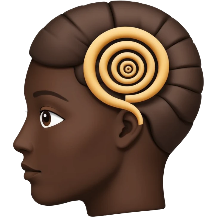 Minimalistic flat vector icon, iOS style, thin black contour on white background. Human head silhouette with spiral inside. Clean, no text, no shadows.
 emoji