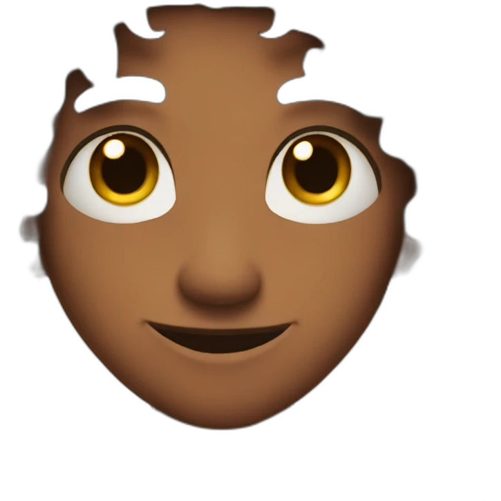 An imp,red skin,black hair,brown eyes,smile,brown horns emoji