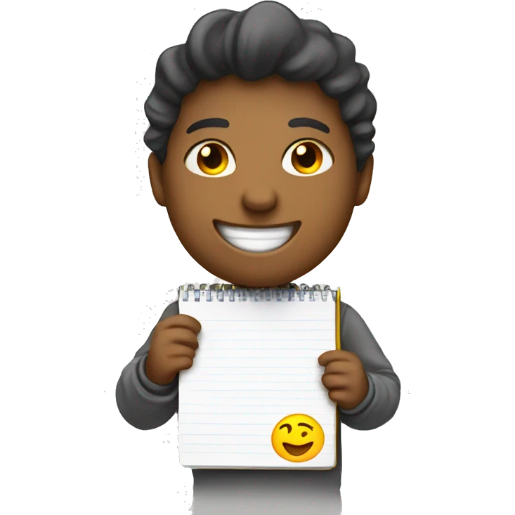 Smile emoji writing on notepad emoji