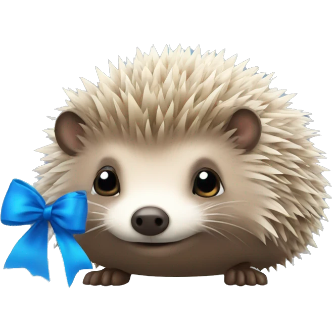 Hedgehog with blue bow emoji