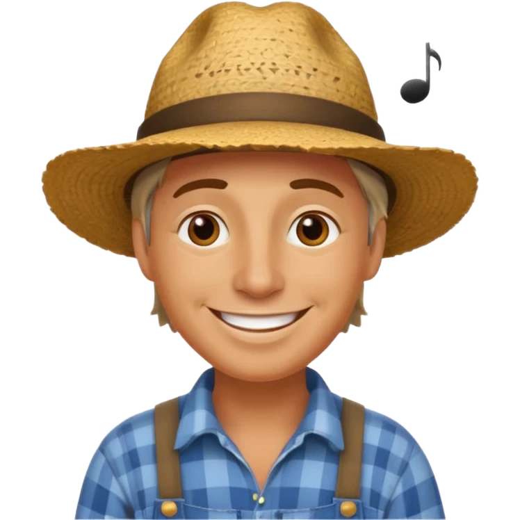 farmer on a tractor with musical notes emoji