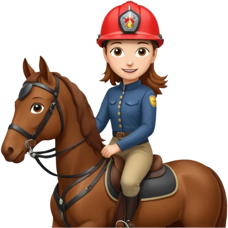 brown haired girl on a cheatnut hporse smiling' emoji