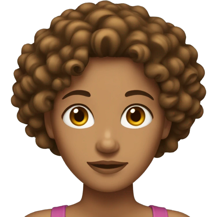 woman with curly brown hair and tan skin emoji