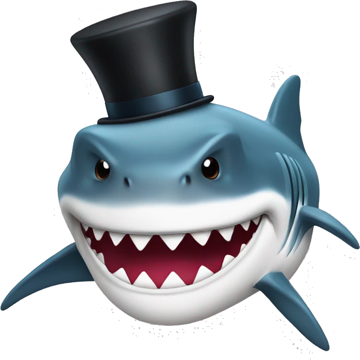Shark with a top hat emoji