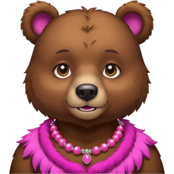 bear with pink necklace and earings emoji