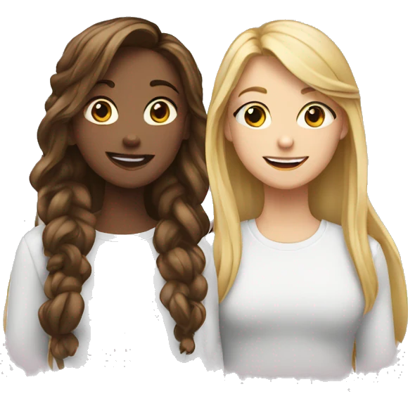white teen girls talking together  emoji
