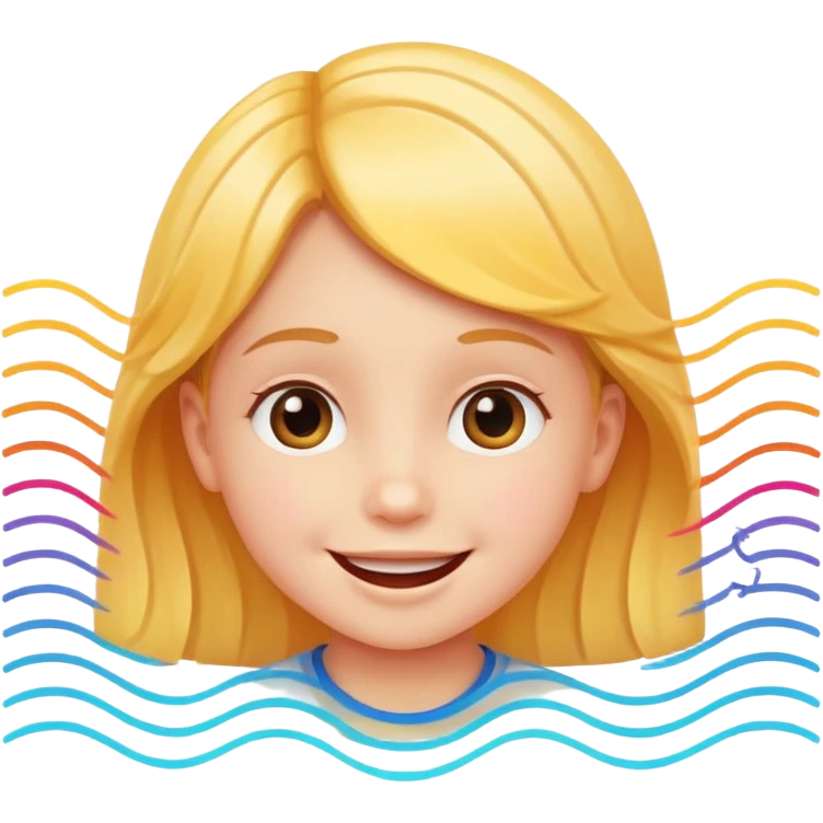 smiling child face with sound waves emoji