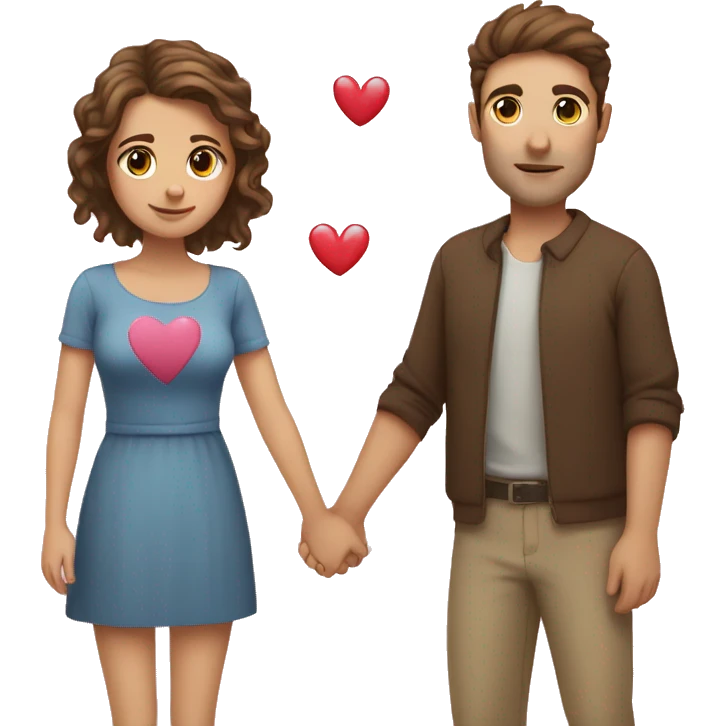 girl with brown hair brown eyes standing next to tall guy with light brown hair with hearts  emoji