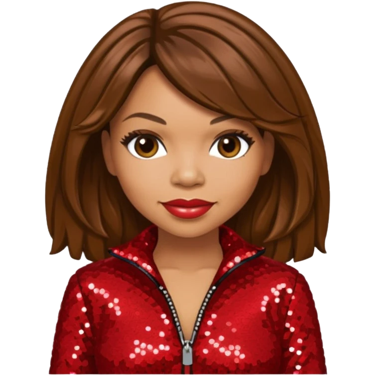 Tisha Campbell with long brown hair, red sequin outfit  emoji