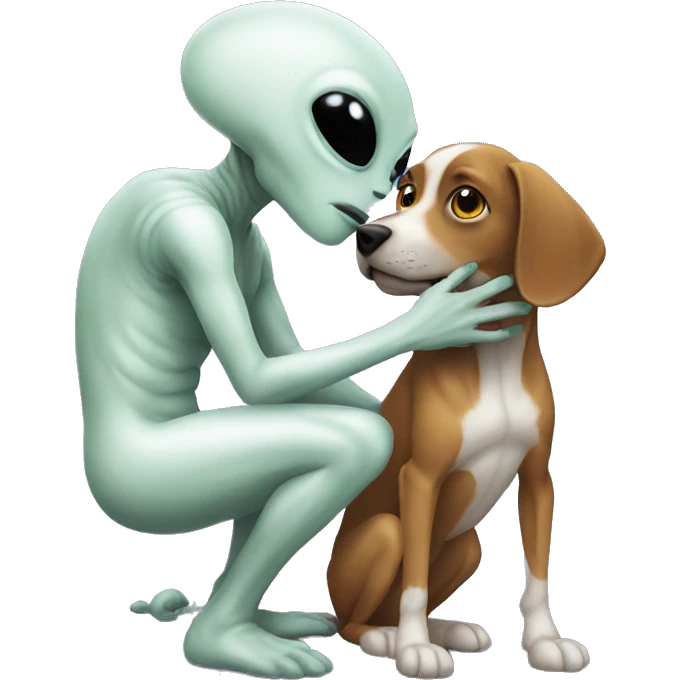 Alien is petting a dog emoji